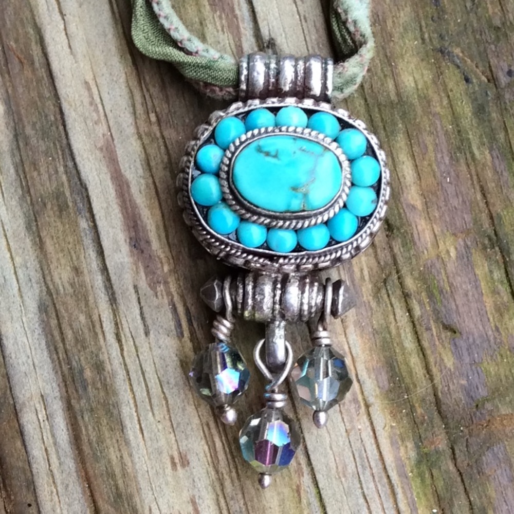 Genuine Turquoise 925 Silver Rare Necklace